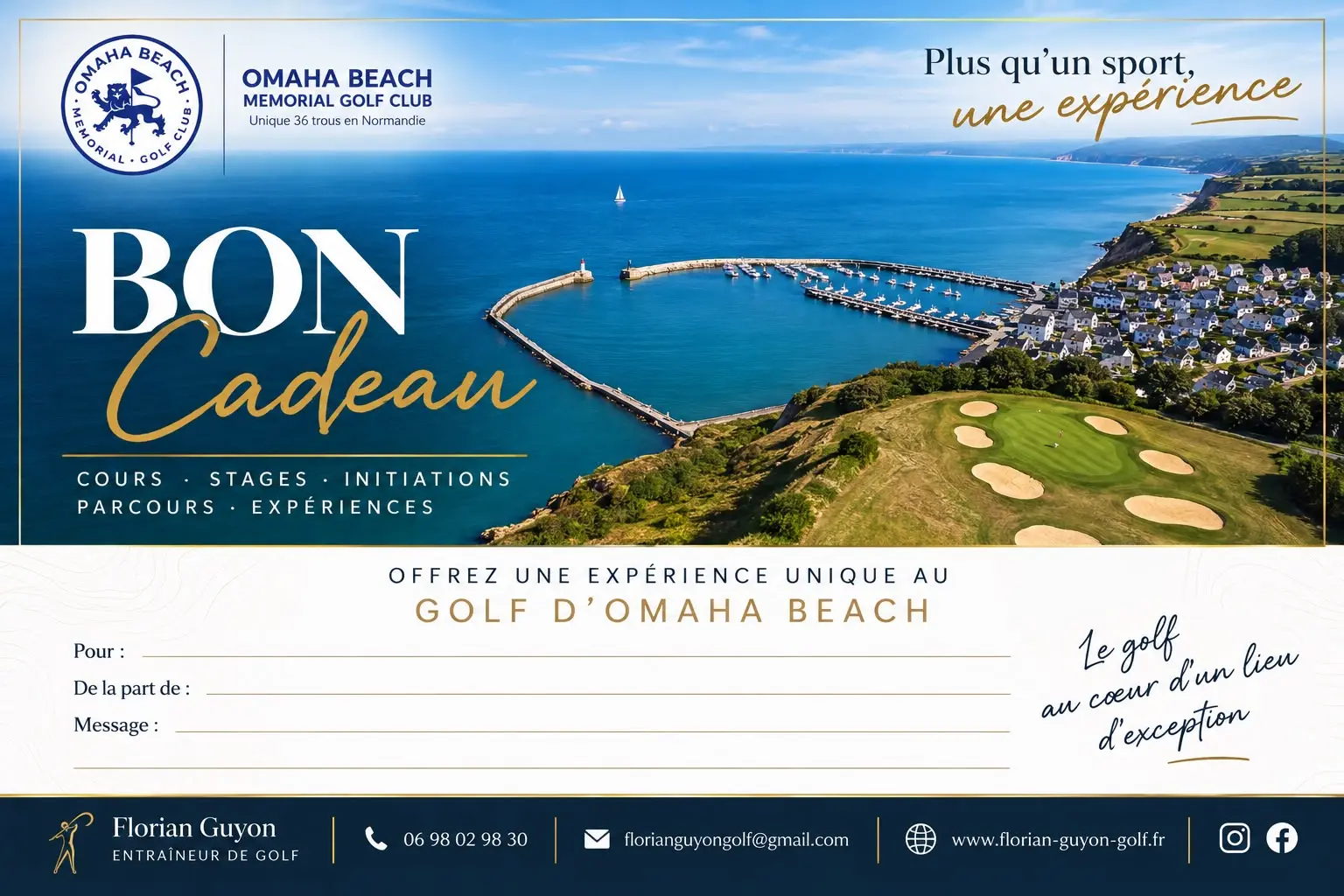 Bon cadeau golf Omaha Beach Florian Guyon